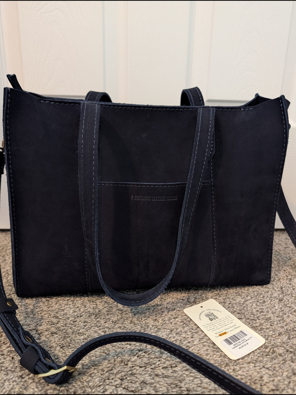 Portland Leather East/West Lola Velvet Blue - Picture 2 of 8